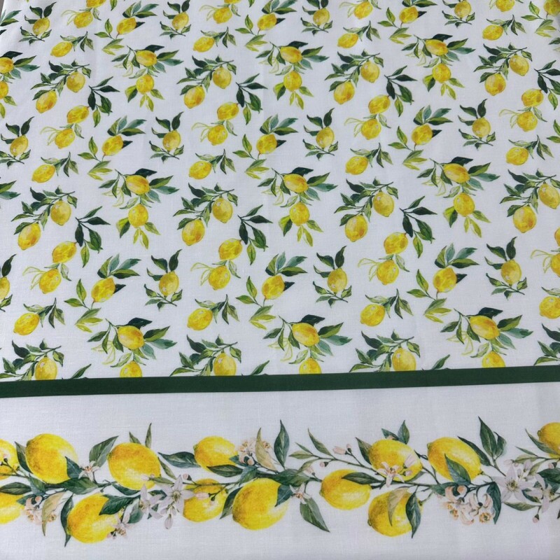 Linho Misto Limões Barrado Único Linho Misto Limões Barrado Único
