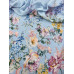 Linho Misto Azul Floral Barrado