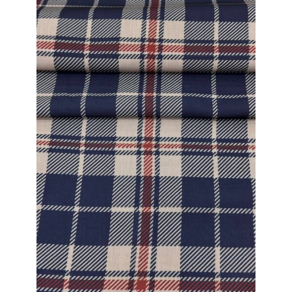 Linho Misto Xadrez Azul e Vermelho