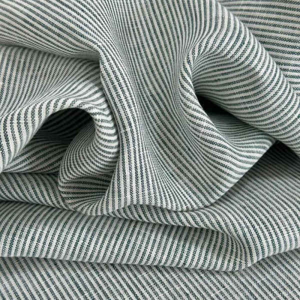 Linho puro Italiano Off White com Listra Verde Natal Linho puro Italiano Off White com Listra Verde Natal