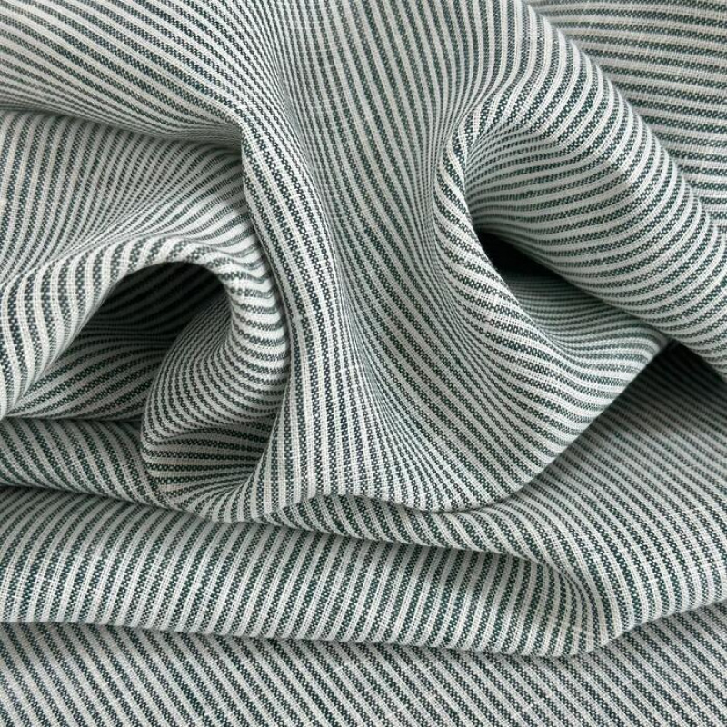 Linho puro Italiano Off White com Listra Verde Natal