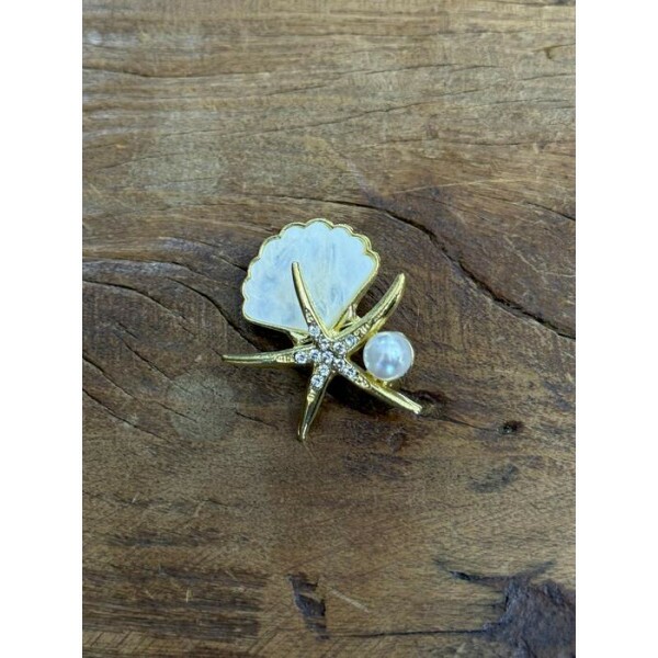 BROCHE ESTRELA DO MAR COM PEROLA  13657	