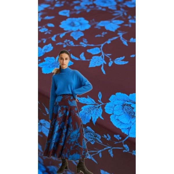 Cetim Italy Floral Azul 