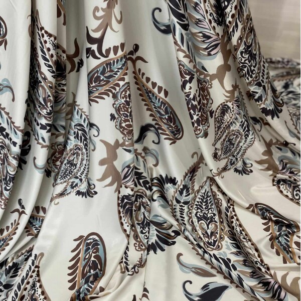 Cetim Italy Paisley Marrom e Azul