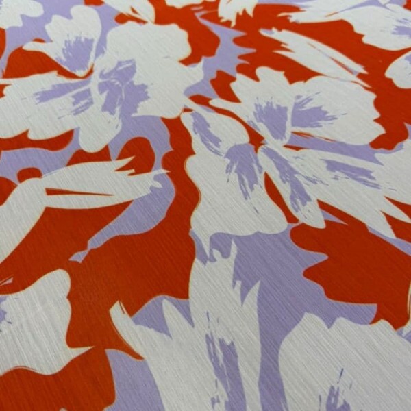 Crepe Chiffon Laranja Floral Abstrato