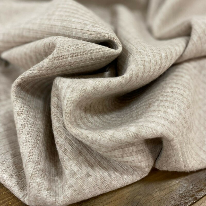Tricot Canelado Bege Mescla 