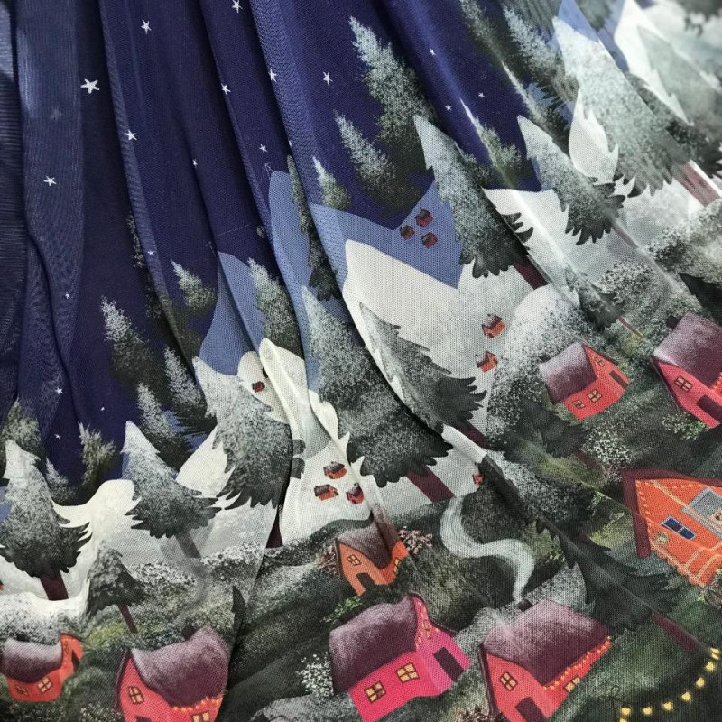 Tule de Malha Casinhas na Neve