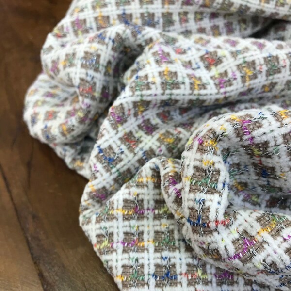 Tweed de Malha Cinza com Lurex