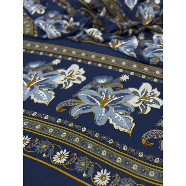 Georgette De Viscose Floral Azul