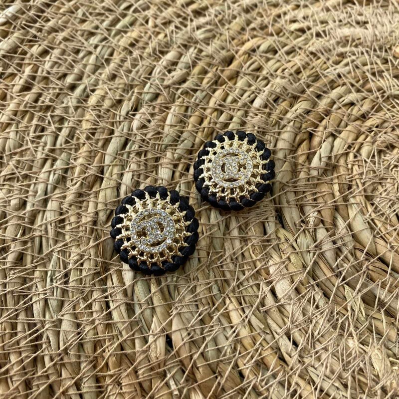 Botão Chanel Black com Strass - 11381