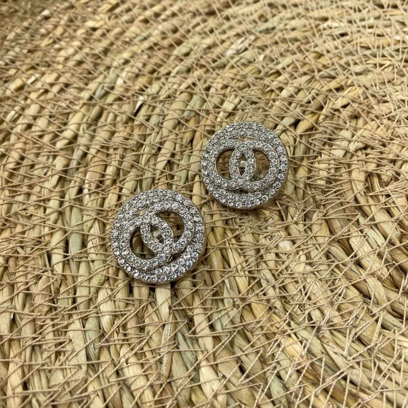 Botão Chanel Prata com Strass Maior - 11383