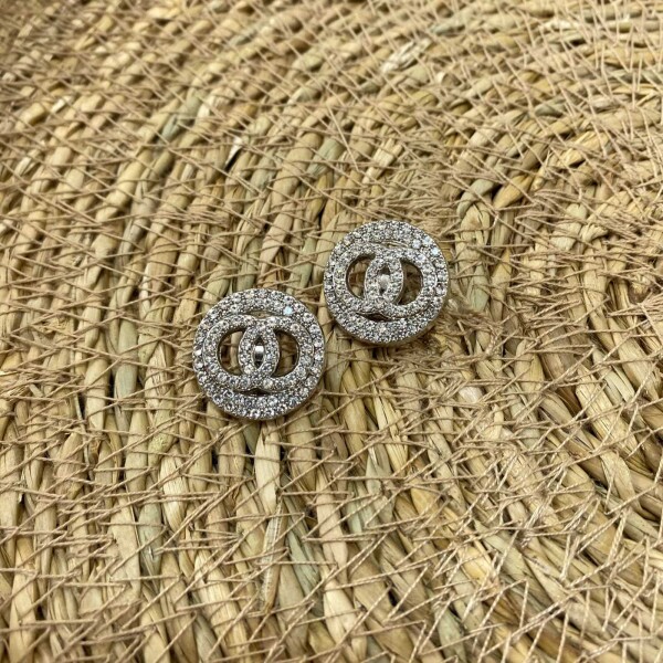 Botão Chanel Prata com Strass Médio - 12964