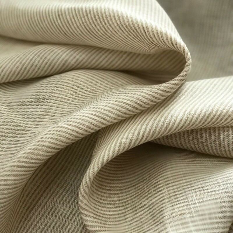 Linho puro Italiano Off White com Listra Natural