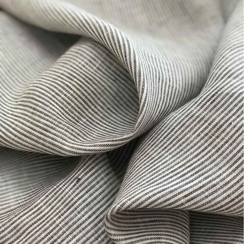 Linho puro Italiano Off White com Listra Marrom
