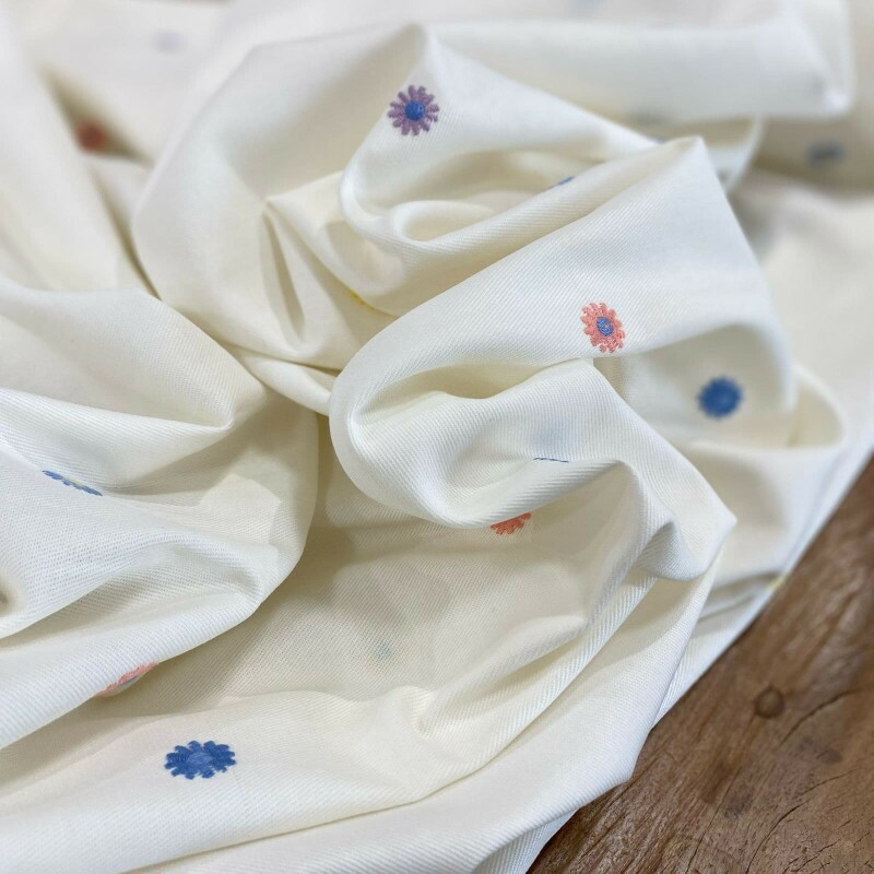 Algodão Off White Liberty Bordado Colors 
