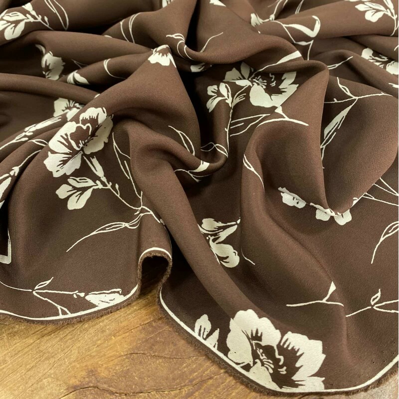 Seda Pura Italiana Marrom Floral