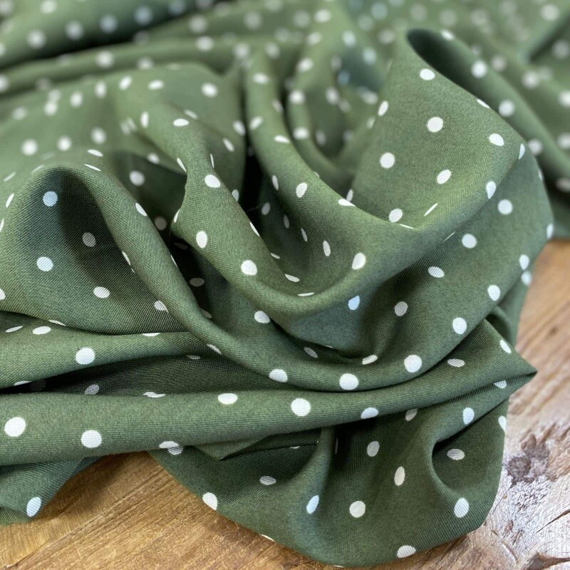 Tencel Verde com Poá Branco 