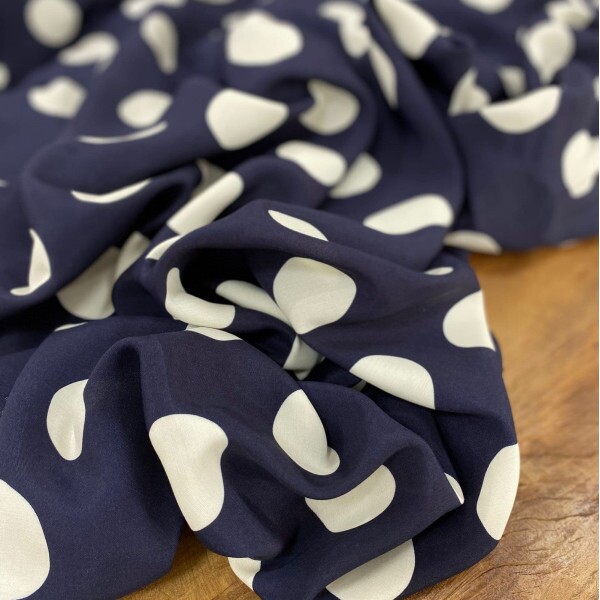 Viscose Italiana Azul Marinho com Poá
