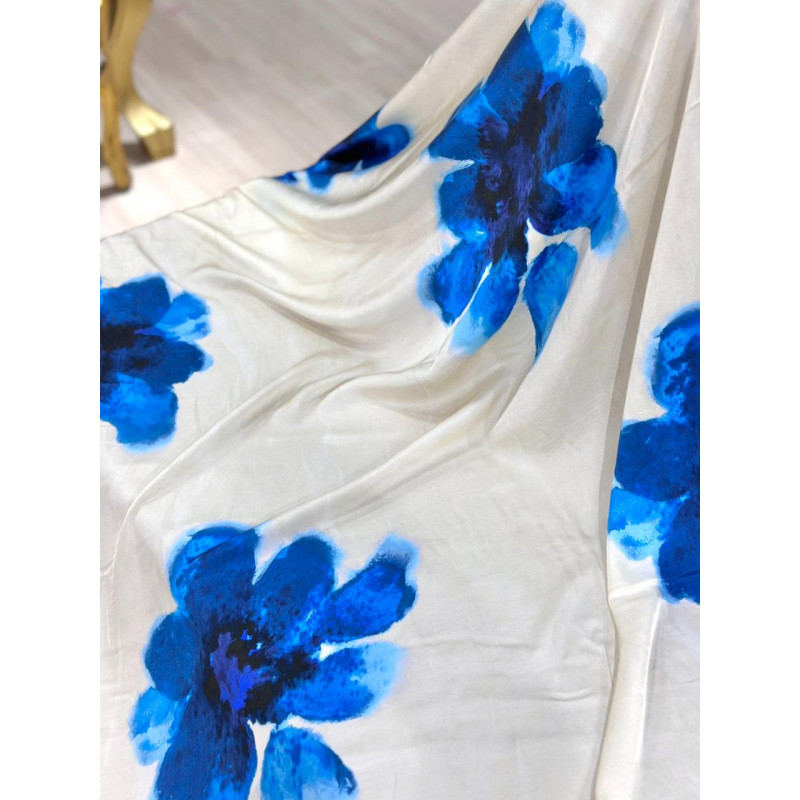Rayon Italiano Flores Azuis Aquareladas
