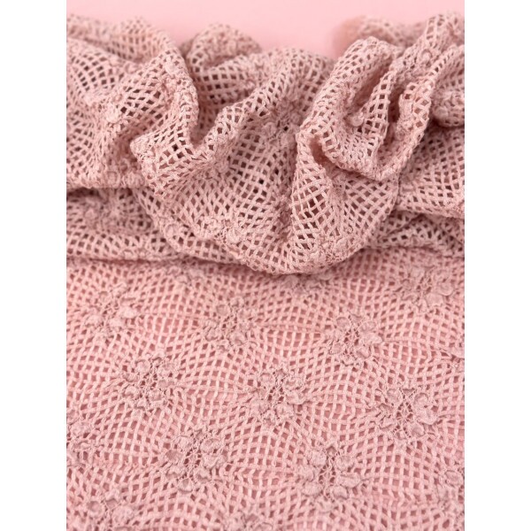 Tricot Rendado Floral Rosa Tricot Rendado Floral Rosa