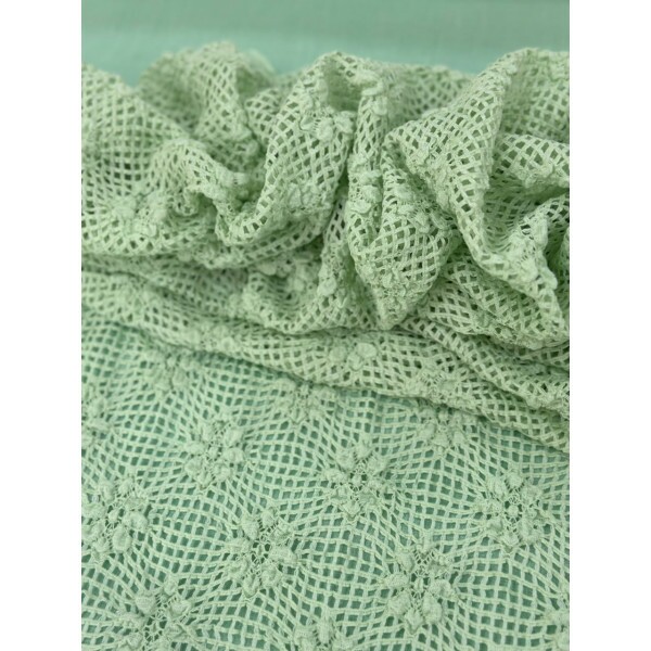 Tricot Rendado Floral Verde Menta Tricot Rendado Floral Verde Menta