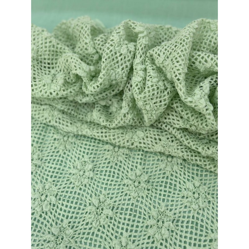 Tricot Rendado Floral Verde Menta Tricot Rendado Floral Verde Menta