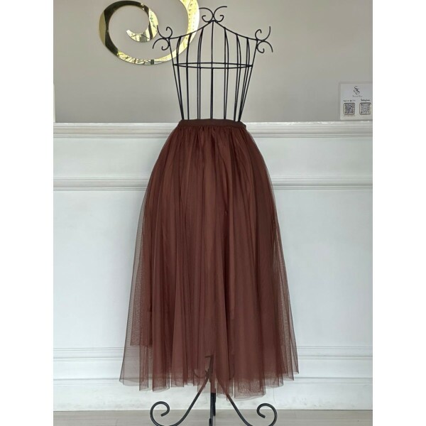 Saia Midi de Tule Chocolate Saia Midi de Tule Chocolate