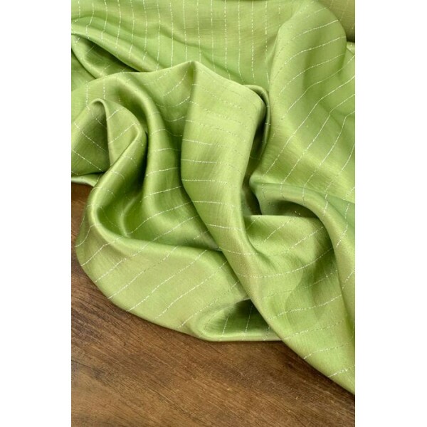 Linho Ecolabel Italiano Verde Risca de Giz com Lurex 