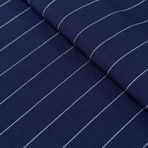 Tencel Risca De Giz Azul Marinho 