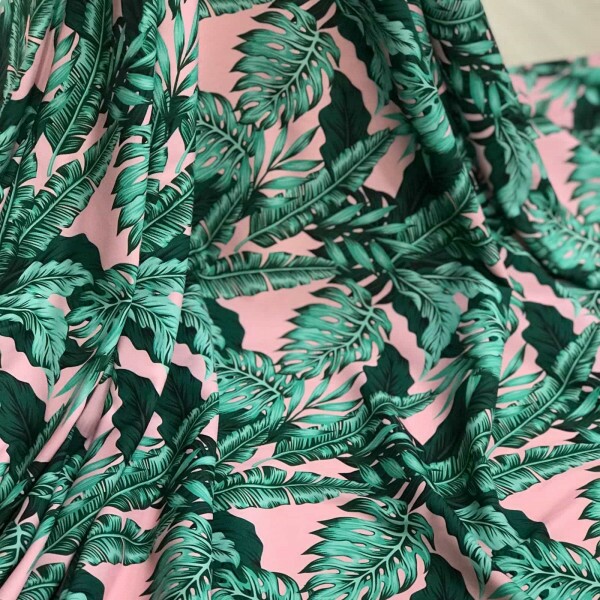 Viscose Júpiter Fundo Rose com Costela de Adão