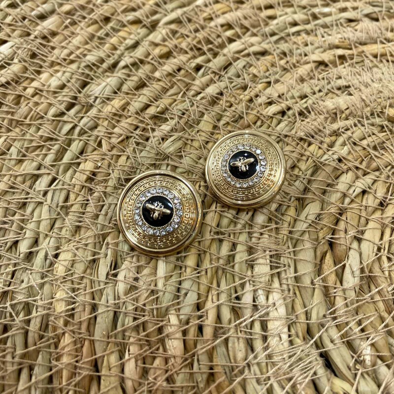 Botão Dourado com Strass de Abelha - 11389