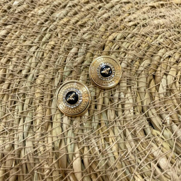 Botão Dourado com Strass de Abelha - 11388