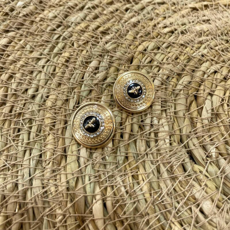 Botão Dourado com Strass de Abelha - 11388