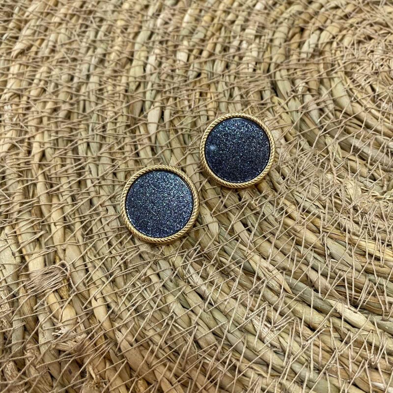 Botão Dourado/Preto Resinado Glitter Médio - 11596