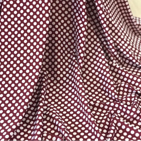 Viscoseda Marsala com Poá Off White 