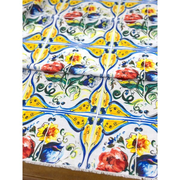 Tricoline Azulejo Português Amarelo