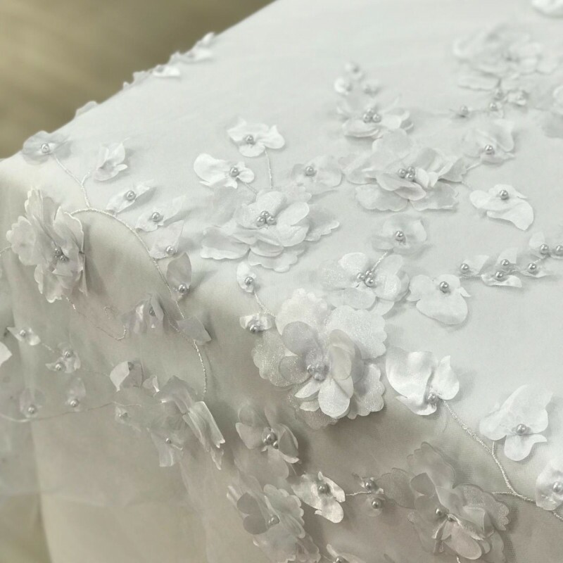 Tule Floral 3D Branco