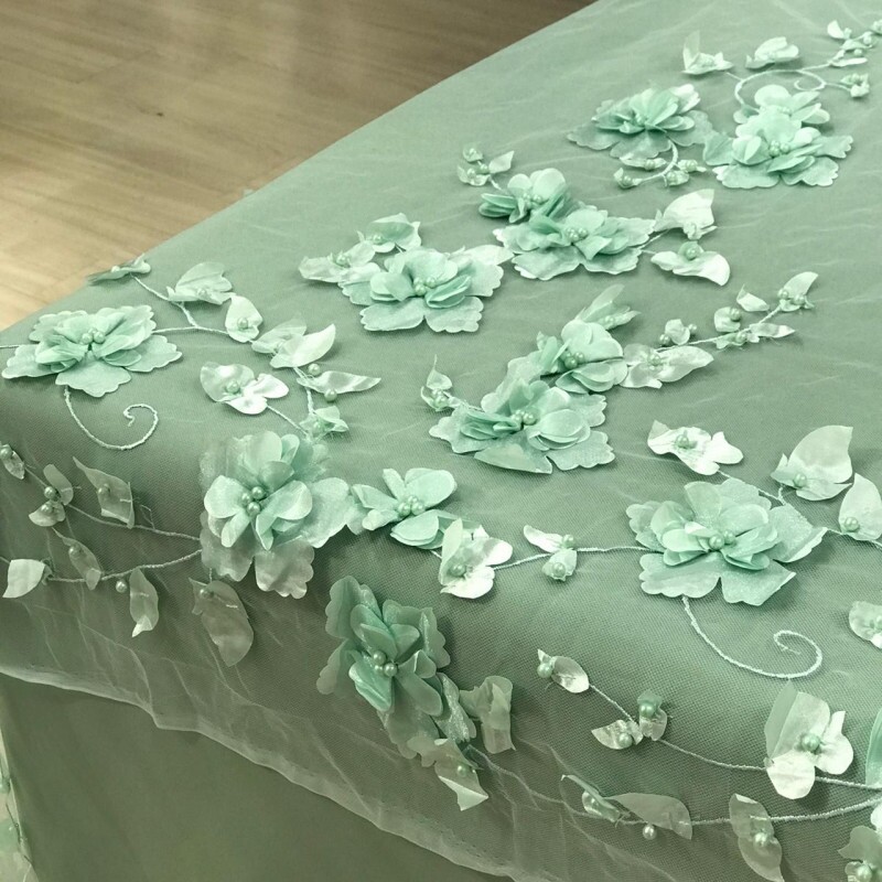 Tule Floral 3D Verde Tule Floral 3D Verde