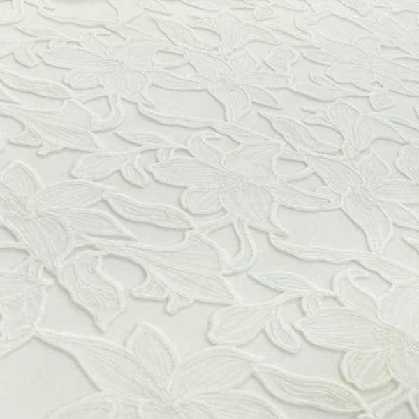 Tule Bordado Floral Off White Tule Bordado Floral Off White