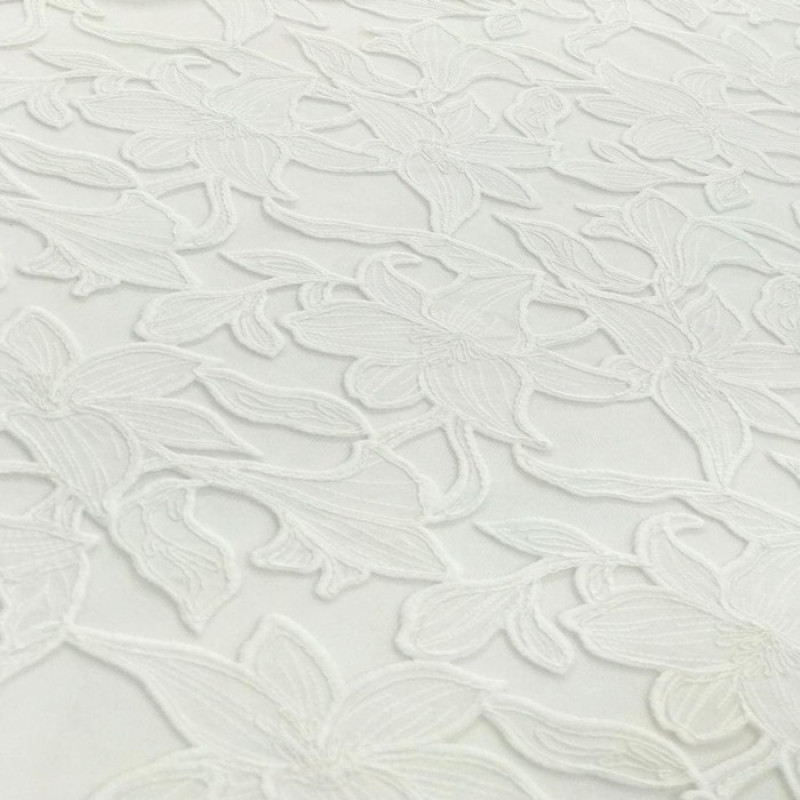 Tule Bordado Floral Off White 