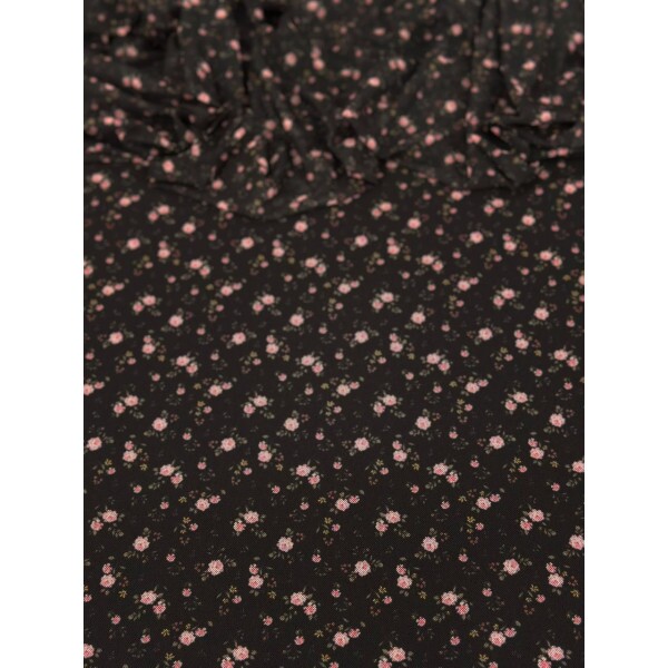 Tule de Malha Floral Fundo Escuro