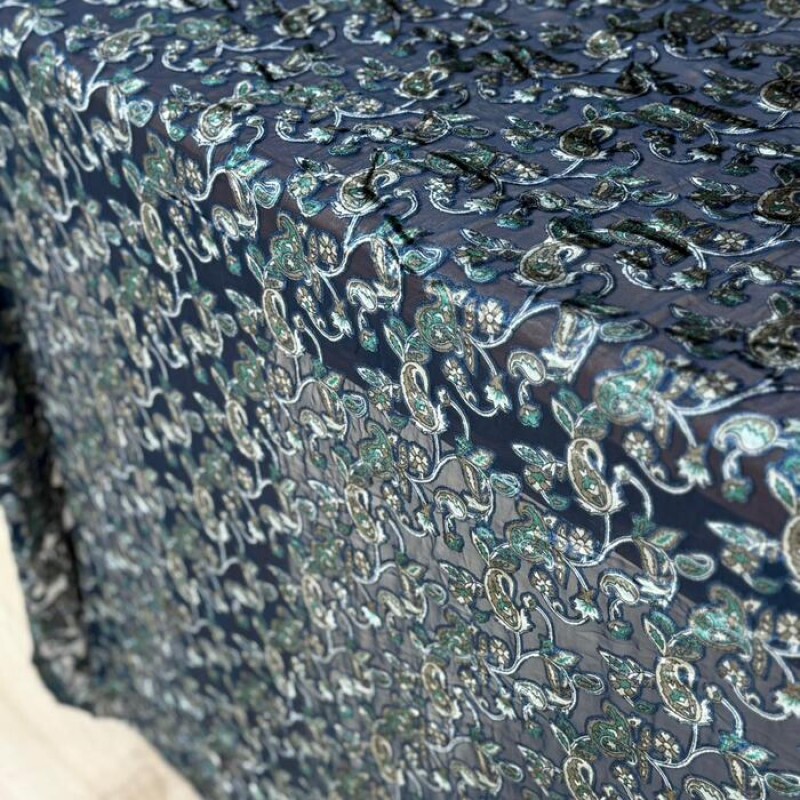 Devorê de Viscose Fundo Azul Devorê de Viscose Fundo Azul