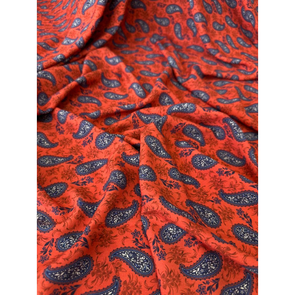 Viscose Paisley Fundo Alaranjado