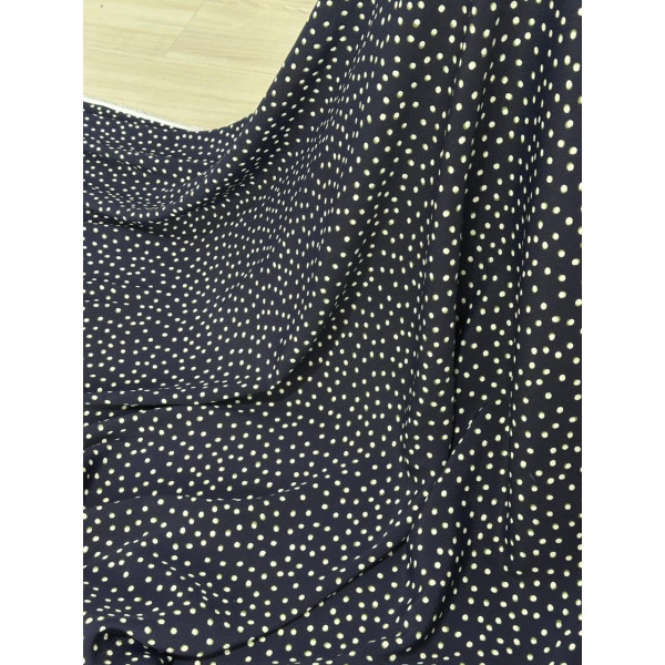 Crepe de Viscose Polkadots Azul Marinho