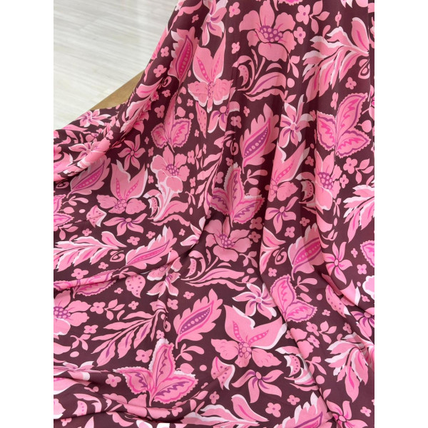 Viscose Italiana Flores Rosas 